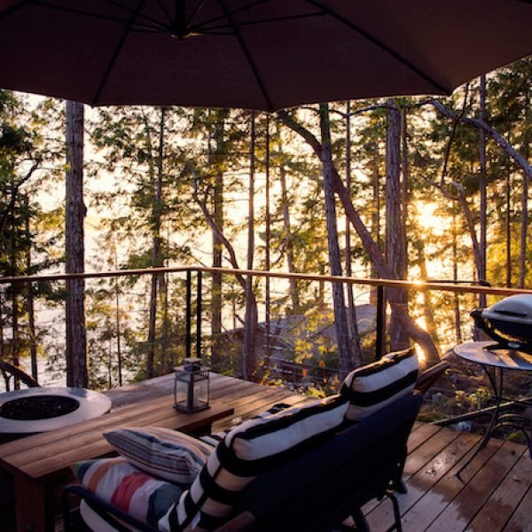 Rainy leisure time on a deck